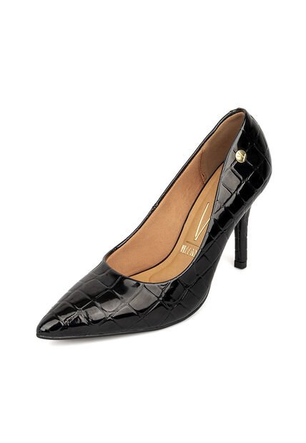Tacon Stiletto Alto Negro Croco Vizzano