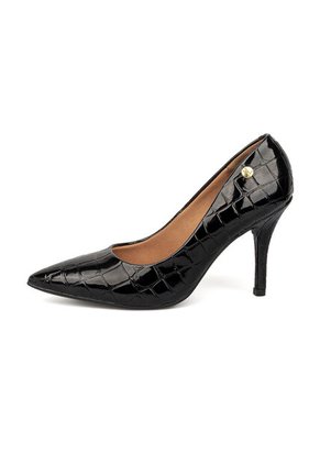 Tacon Stiletto Alto Negro Croco Vizzano