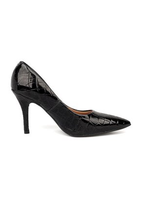 Tacon Stiletto Alto Negro Croco Vizzano