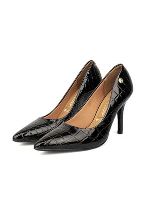 Tacon Stiletto Alto Negro Croco Vizzano