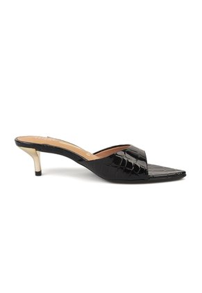Sandalia Tacon Bajo Verniz Croco Negro Vizzano