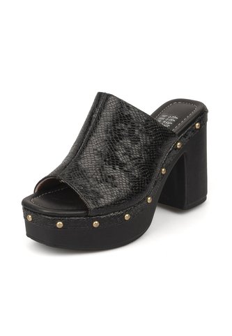 Sandalia Tacon Alto Cuadrado Mule Piton Negro Vizzano Vizzano