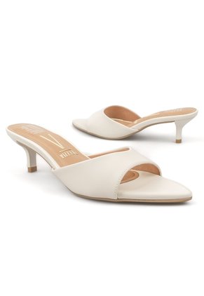 Sandalia Tacon Bajo Pelica Blanco Off Vizzano