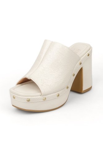 Sandalia Tacon Alto Cuadrado Mule Piton Marfil Vizzano Vizzano