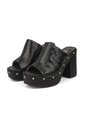 Sandalia Tacon Alto Cuadrado Mule Piton Negro Vizzano de Vizzano