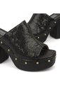 Sandalia Tacon Alto Cuadrado Mule Piton Negro Vizzano de Vizzano