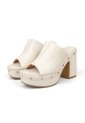 Sandalia Tacon Alto Cuadrado Mule Piton Marfil Vizzano de Vizzano