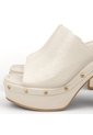 Sandalia Tacon Alto Cuadrado Mule Piton Marfil Vizzano de Vizzano