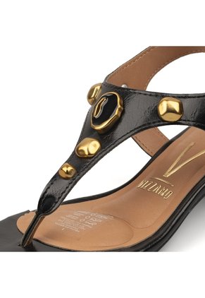 Sandalia Tacon Bajo Cuadrado Napa Imperiale Negro Vizzano