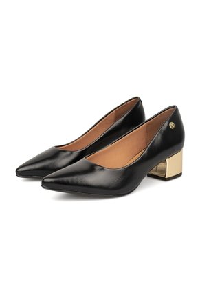 Tacon Medio Cuadrado Negro-Oro Vizzano