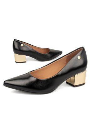 Tacon Medio Cuadrado Negro-Oro Vizzano