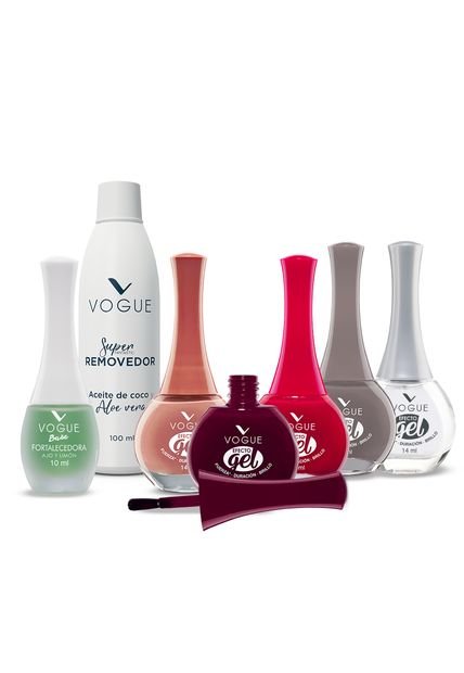Kit De Maquillaje Para Uñas 1 Base De Uñas + 4 Esmalte Efecto Gel + 1 Brillo Diamante + 1 Removedor Coco