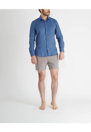 Camisa De Lino Manga Larga MVHCGABOBAZU5101-XL Azul