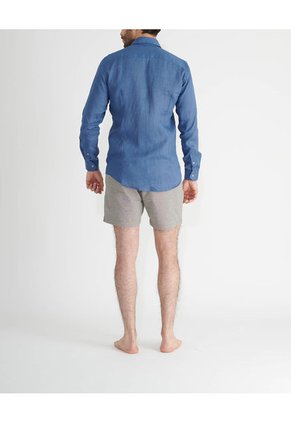 Camisa De Lino Manga Larga MVHCGABOBAZU5101-XL Azul