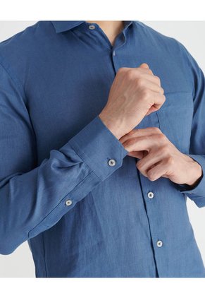 Camisa De Lino Manga Larga MVHCGABOBAZU5101-XL Azul