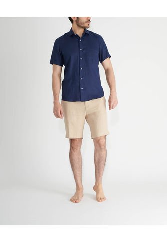 Camisa De Lino Manga Corta MVHCALUBLUES Azul VOIE
