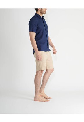 Camisa De Lino Manga Corta MVHCALUBLUES Azul