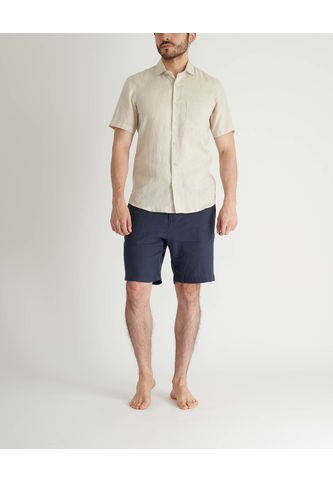 Camisa De Lino Manga Corta MVHCALUBEIGES Beige VOIE