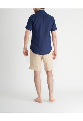 Camisa De Lino Manga Corta MVHCALUBLUES Azul