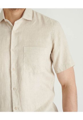 Camisa De Lino Manga Corta MVHCALUBEIGES Beige
