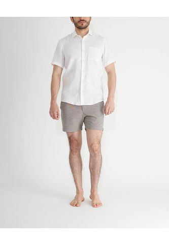 Camisa De Lino Manga Corta MVHCALUWHITES Blanco VOIE