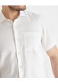 Camisa De Lino Manga Corta MVHCALUWHITES Blanco de VOIE
