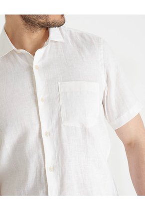 Camisa De Lino Manga Corta MVHCALUWHITES Blanco