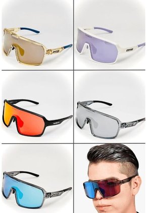 GAFA CICLISMO Y DEPORTES WANDERTH TIME RICE 2 DE UN SOLO LENTE DE COLOR DORADO-AZUL