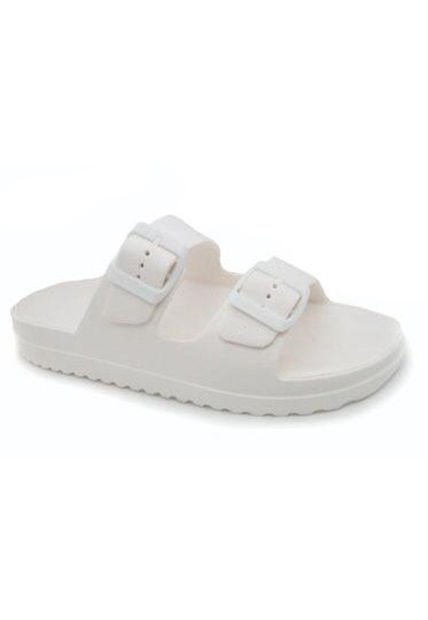 Sandalias Planas Casual Eva SB 403 Blanco Doble Hebilla Wanted