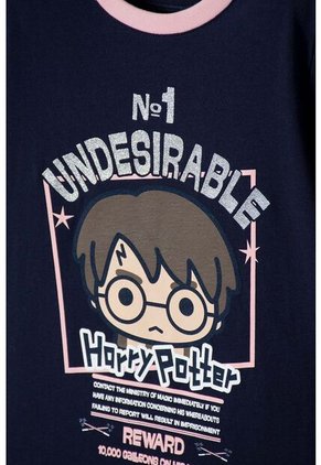 Camiseta De Harry Potter Manga Corta Azul Para Niña 10