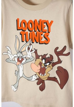 Conjunto De Los Looney Tunes Caqui Y Gris De Pantalón Corto Para Niño 2T A 5T 5T