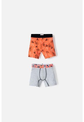 Pack X2 Boxer De Looney Tunes Naranja Y Gris Para Niño 2T A 5T 5T