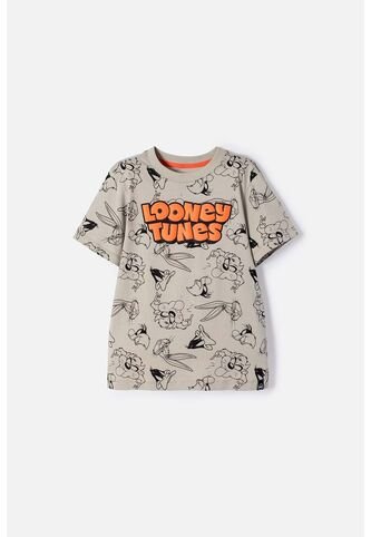 Camiseta De Looney Tunes Manga Corta Verde Oliva Para Niño 10 WARNER BROS