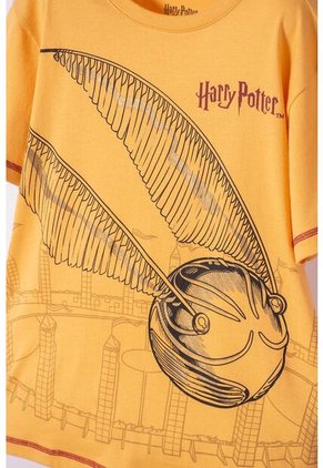 Camiseta De Harry Potter Manga Corta Mostaza Para Niño 12