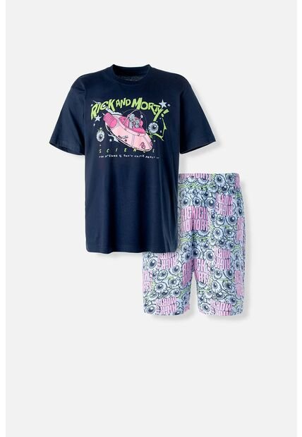 Pijama De Rick & Morty Azul Y Blanca De Pantalón Corto Para Hombre M