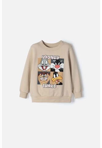 Buzo De Los Looney Tunes Caqui Cerrado Para Niño 2T A 5T 4T WARNER BROS