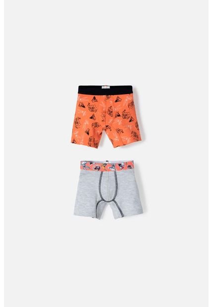Pack X2 Boxer De Looney Tunes Naranja Y Gris Para Niño 2T A 5T 5T