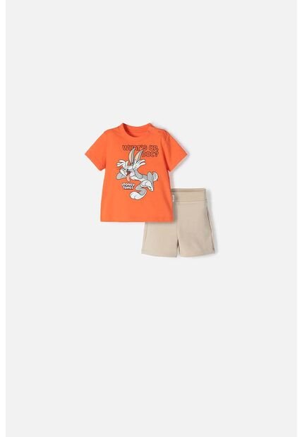 Conjunto De Los Looney Tunes Caqui Y Naranja Para Bebé Niño 6-9