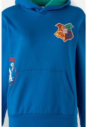 Buzo De Harry Potter Azul Y Verde Con Capucha Para Mujer L