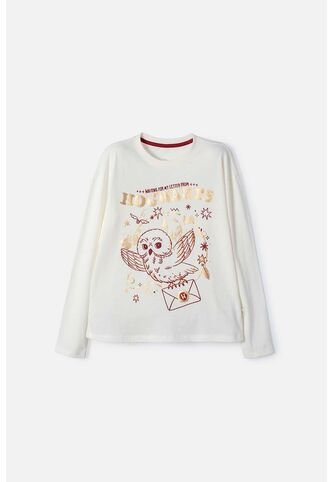 Camiseta De Harry Potter Manga Larga Marfil Para Niña 6 WARNER BROS