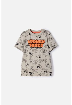 Camiseta De Looney Tunes Manga Corta Verde Oliva Para Niño 10