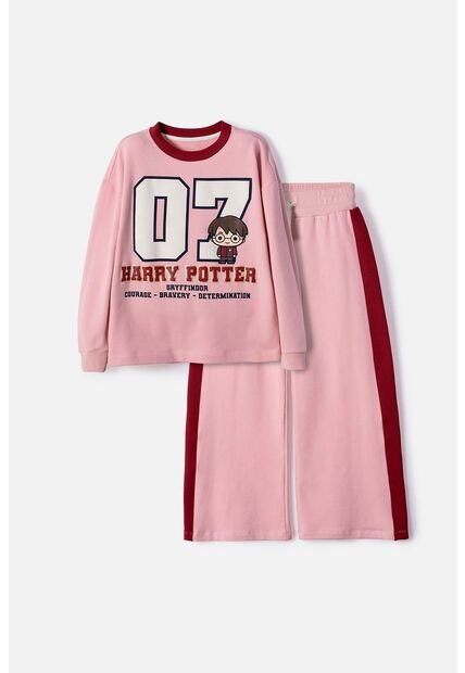 Conjunto De Harry Potter Con Pantalón Largo Rosado Para Niña 12