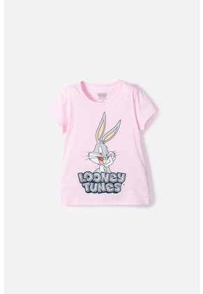 Camiseta De Looney Tunes Manga Corta Rosada Para Niña 10