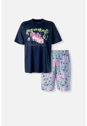 Pijama De Rick & Morty Azul Y Blanca De Pantalón Corto Para Hombre M