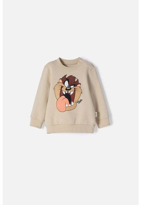 Buzo De Los Looney Tunes Caqui Estampado En Frente Para Bebé Niño 9-12