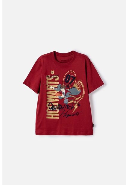 Camiseta De Harry Potter Manga Corta Rojo Para Niño 12