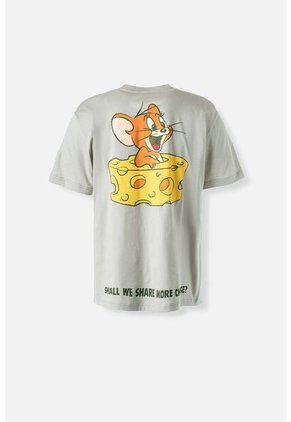 Camiseta De Tom Y Jerry Manga Corta Corta Verde Aceituna Género Neutro XS
