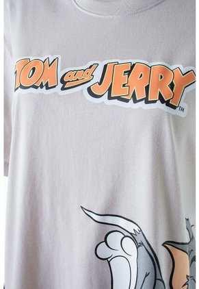 Camiseta De Tom Y Jerry Manga Corta Gris Género Neutro XS