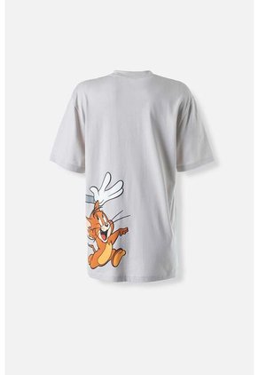 Camiseta De Tom Y Jerry Manga Corta Gris Género Neutro XS