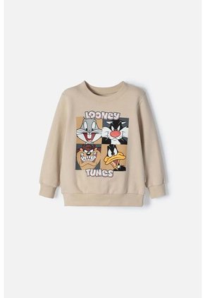 Buzo De Los Looney Tunes Caqui Cerrado Para Niño 2T A 5T 3T